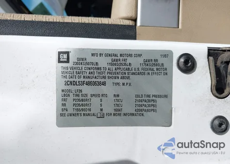 2008 Chevrolet Equinox Lt z USA, uszkodzony, nr VIN 2CNDL53F486063848